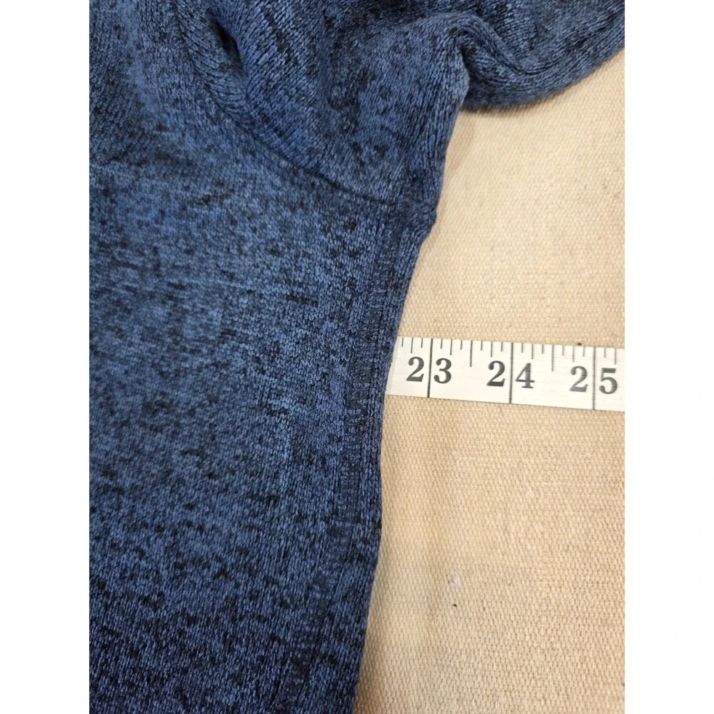 Eddie Bauer Mens Blue Heathered 1/4 Zip Fleece Pullover Sweater Large Pocket